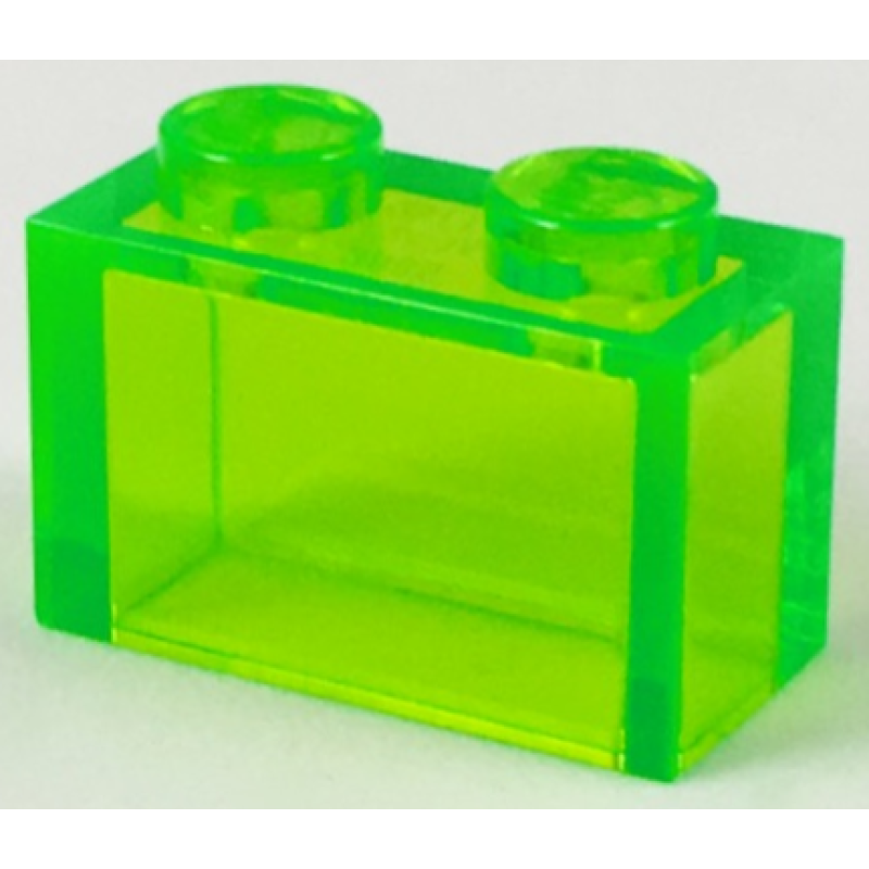 Steen 1x2 zonder onder buis Trans Bright Green